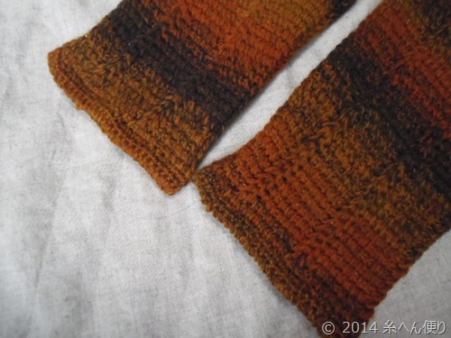アフガン編みジャケットの袖